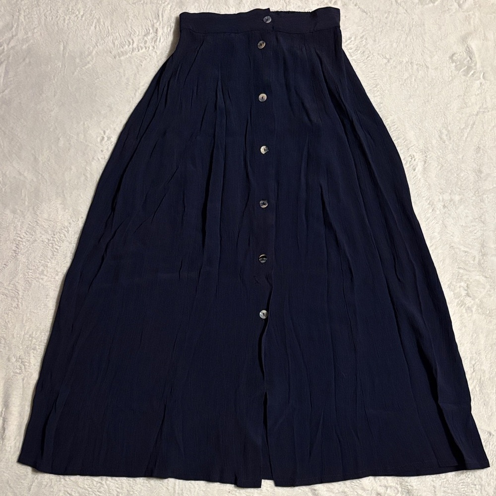 Vintage Navy Blue Button-Down Skirt